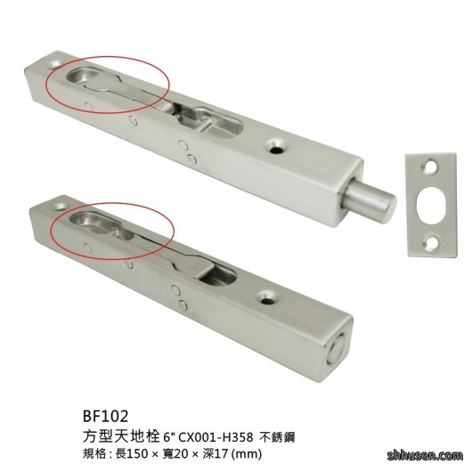 方型天地栓6”不銹鋼BF102